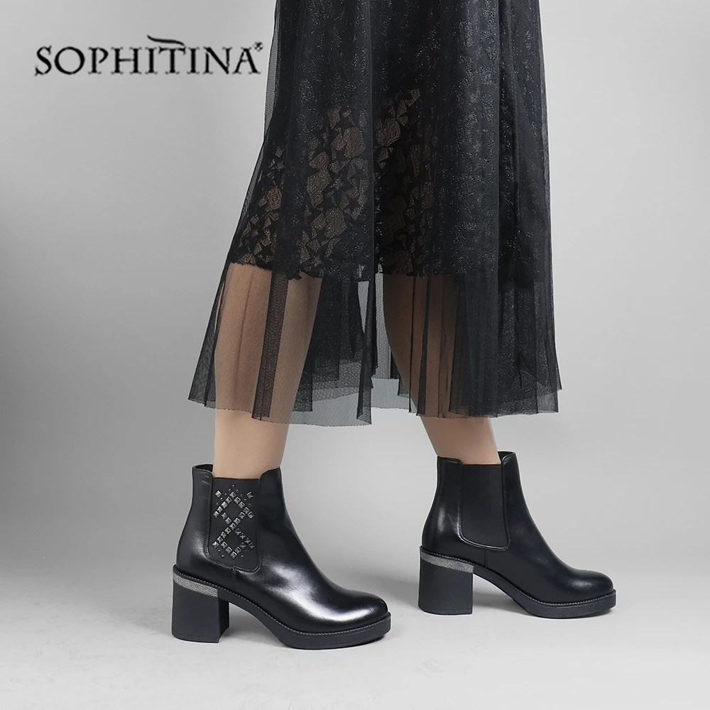 SOPHITINA/Женские ботинки на осень и зиму. Ботильоны женские из натуральной кожи