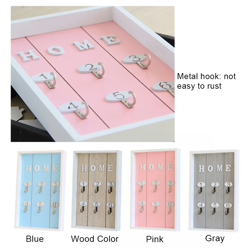 

Wall Mounted Key Holder Wooden Key Hanger with 6 Hook Wall Decorative Holder C44