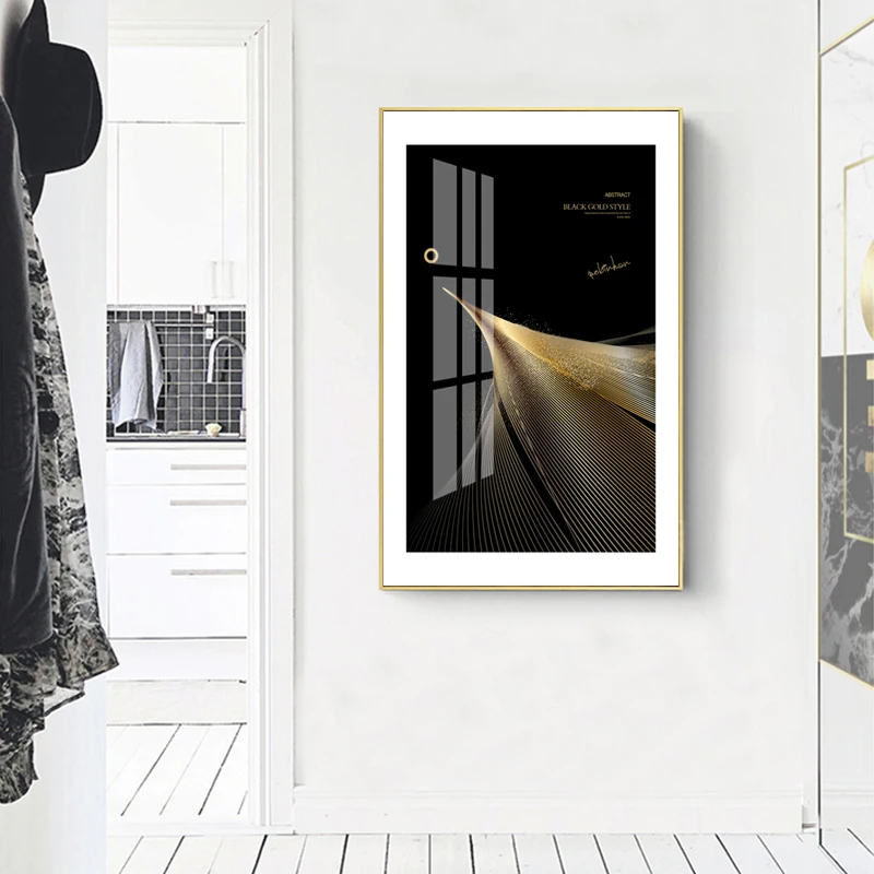 

Modern Nordic Black Gold Lines Canvas Painting Poster Print Wall Art Picture for Living Room Bedroom Decoration Home Decor