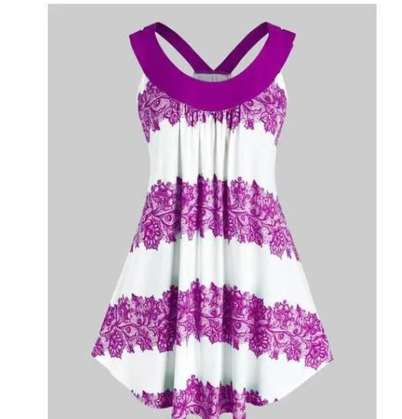 

New 2021 Women Fashion Summer Striped Print Dress Casual Sleeveless O Neck Dresses Female Beach Party Bodycon Streetwear Vestido