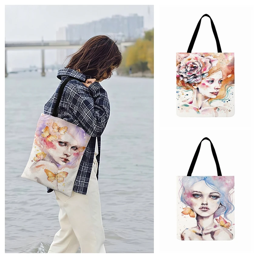 Женские сумки сумка на плечо складная для улицы пляжная сумка-тоут акварельная