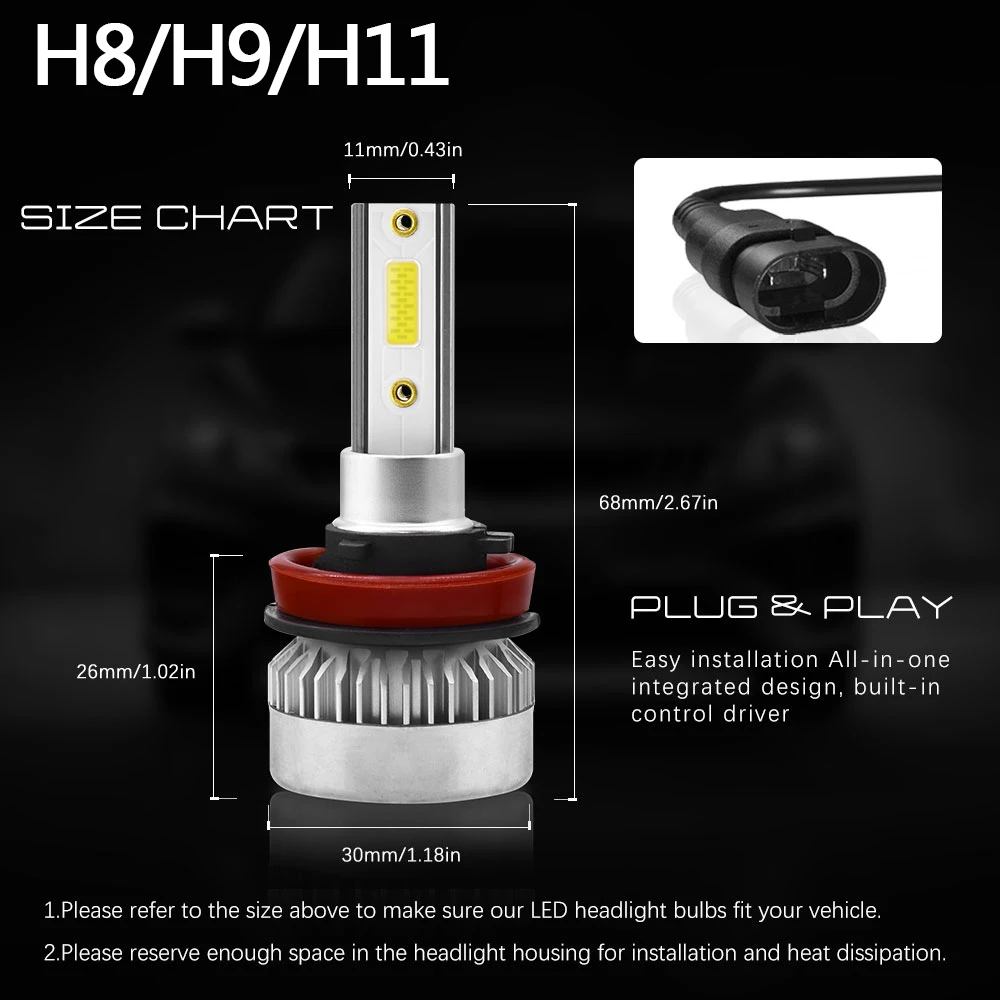 H7 2X H7 H1 H8 H9 H11 9005 9006 9012 Автомобильный светодиодный задний фонарь COB лампы 6000K 20000LM 110 Вт авто светодиодный фары для автомобиля для укладки волос