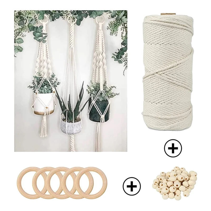 

DIY Macrame Kit for Adults Beginners109 Yards Macrame Cord Macrame Beads with Wooden Rings and Sticks Macrame Supplies