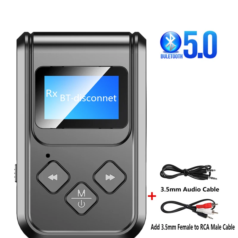 

Bluetooth Adapter LED Screen Wireless Audio Bluetooth 5.0 Transmitter Receiver for PC TV Auto 3.5mm AUX Music Bluetooth receiver