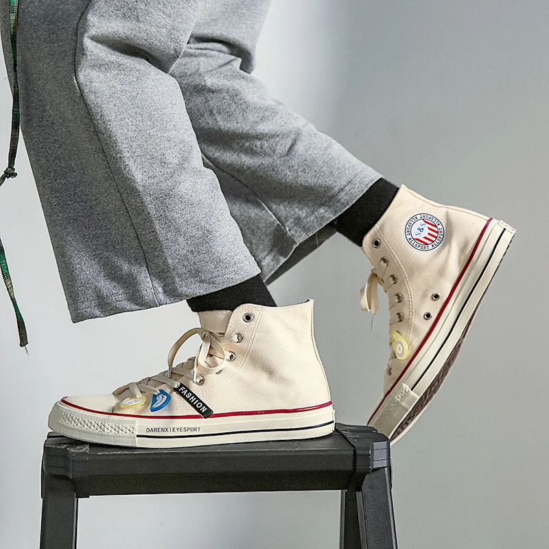 Парусиновая обувь Мужская Осенняя новая Корейская на плоской подошве модная