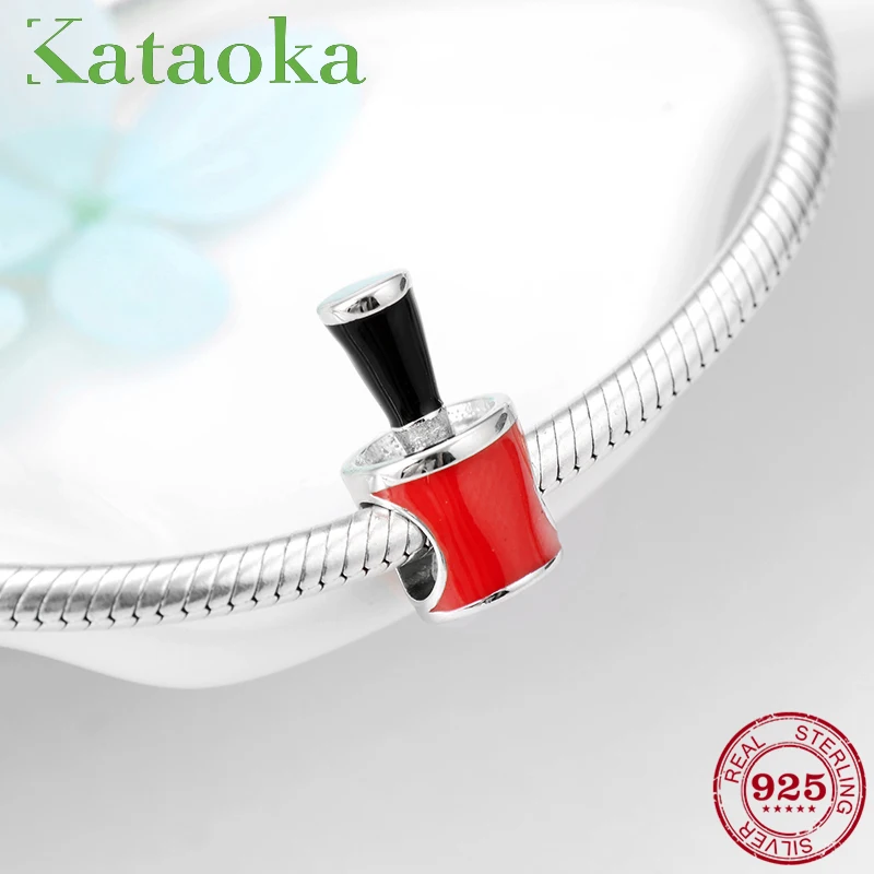 Love beautiful Women Nail polish Charming Beads 2018 Fashion 925 Sterling Silver Fit Original European Bracelet Bangles Jewelry | Украшения