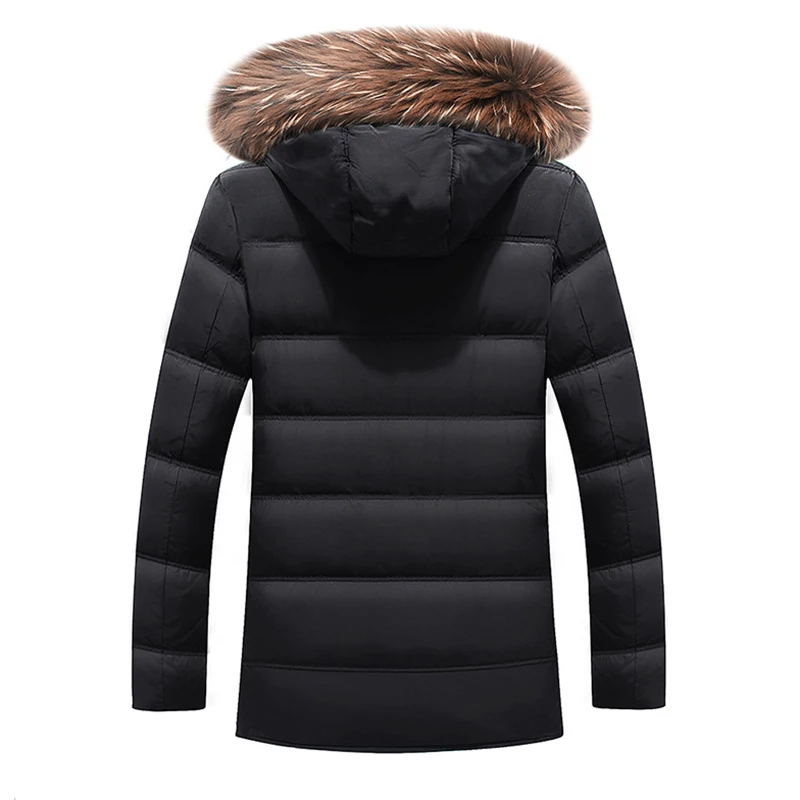 2019 Winter Jacket Men Big Real Fur Collar Hooded Duck Down Jacket Thick Down Jacket Men Warm Coat 2XL 3XL  Hat Detachable