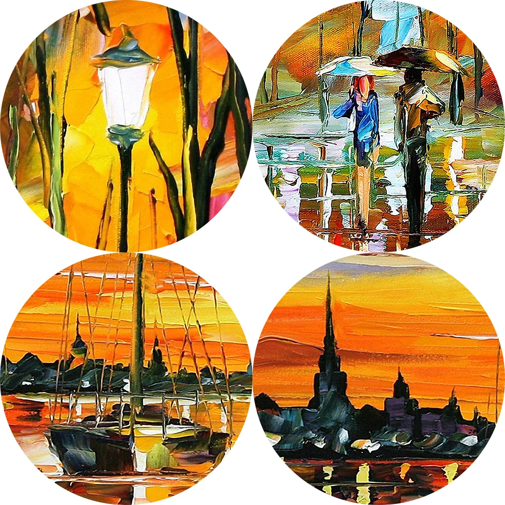 

DDHH Wall Art Painting Landscape Canvas Print Posters Night Park Wall Pictures Colorful Pattern For Living Room No Frame