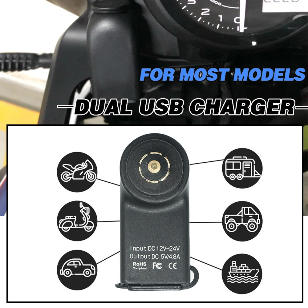 

For BMW R1200GS R1250GS R9T G310GS G650X For Tiger 800XC Motorcycle Power Adapter Dual USB Charger Cigarette Lighter Waterproof