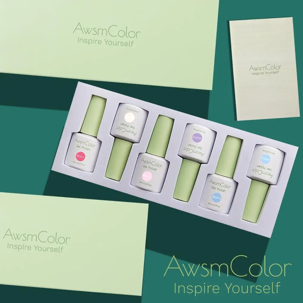 AwsmColor набор гель лаков для ногтей неоновая серия 6 цветов УФ светодиодный