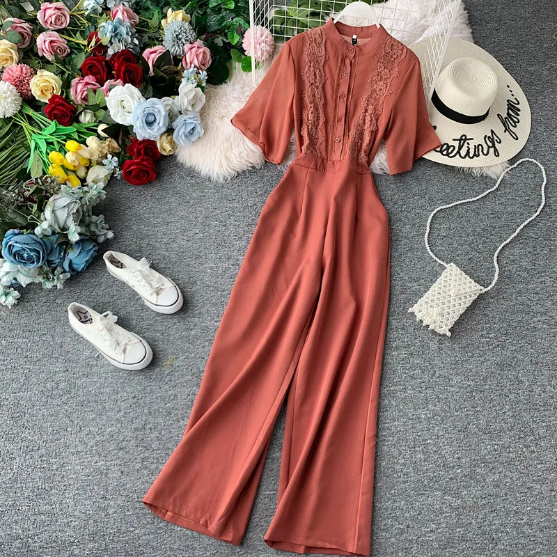 Женский комбинезон с широкими штанинами весна лето 2020|Женские комбинезоны| |