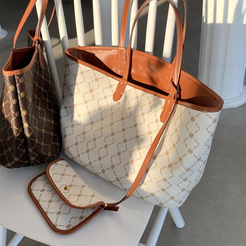 

New Luxury Printed Color Matching Phopping Bag Women's Bag Fashion Tote Handbags Large Capacity One-Shoulder Handbags