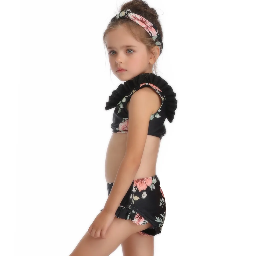 2020 летнее бикини для маленьких девочек купальник с цветочным рисунком 2 предмета