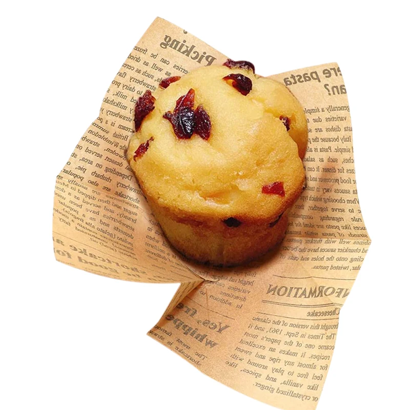 50pcs Newspaper Style Cupcake Liner Baking Cup For Wedding Party Caissettes Tulip Muffin Cupcake Paper Cup Oilproof Cake Wrapper