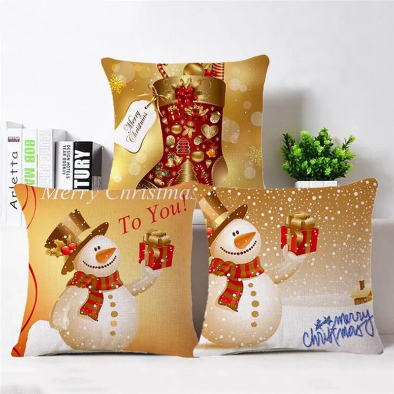 

Christmas Style Pillow Case Bedroom Pillow Cover Santa Claus Snowman Pillowcase Home Decorative Merry Xmas Present