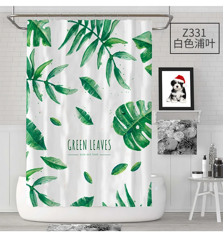 Цифровая печать водонепроницаемая занавеска для душа свежий цвет ванной ванная