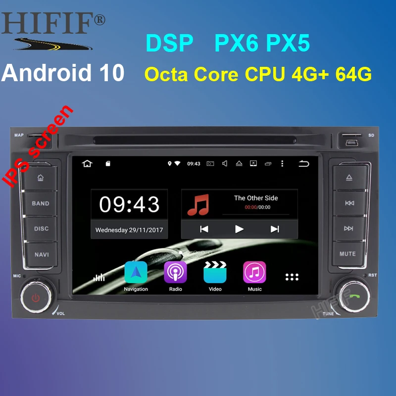 PX6 Android 10 2 din 7 дюймов Автомобильный DVD DSP для VW Touareg Multivan T5 2004-2011 GPS 4G Bluetooth Радио RDS