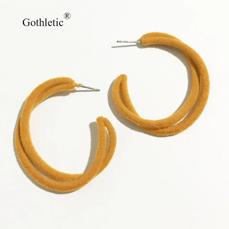 Женские бархатные серьги кольца 35 х40 мм 9 г|Серьги-кольца| |