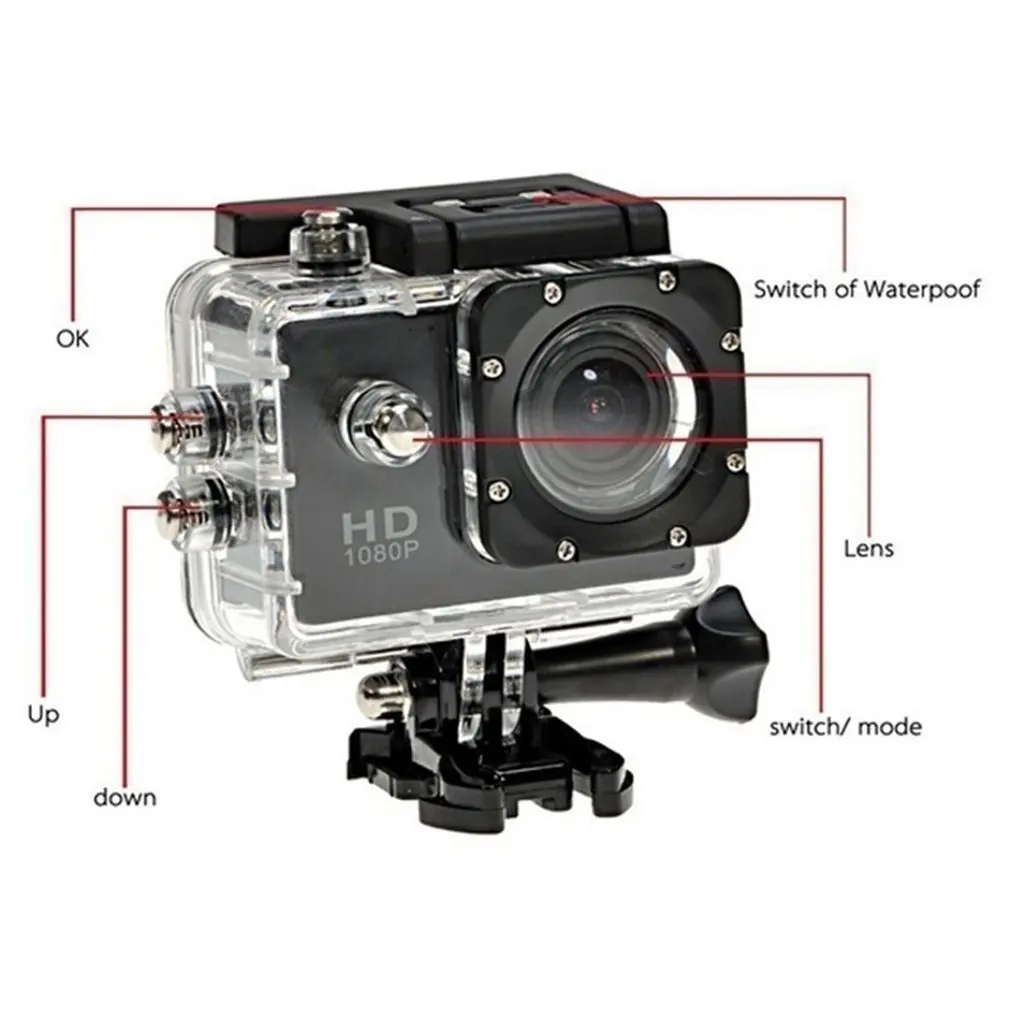 

Outdoor Mini Sport Action Camera Ultra 30M 1080P Underwater Waterproof Helmet Video Recording Cameras Sport Cam