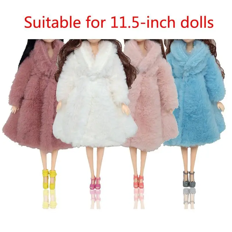 

1 Set Multicolor Long Sleeve Soft Fur Coat Tops Dress For 28/30 cm Winter Toy Accessories Wear Warm Kids Casual Clothes
