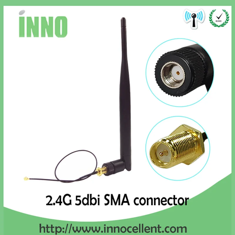 Антенна 2,4 GHz wifi 5dBi RP-SMA Male 2,4G antena wi fi antenne для антенн маршрутизатора+ SMA Male to ufl./IPX 1,13 Pigtail Cable