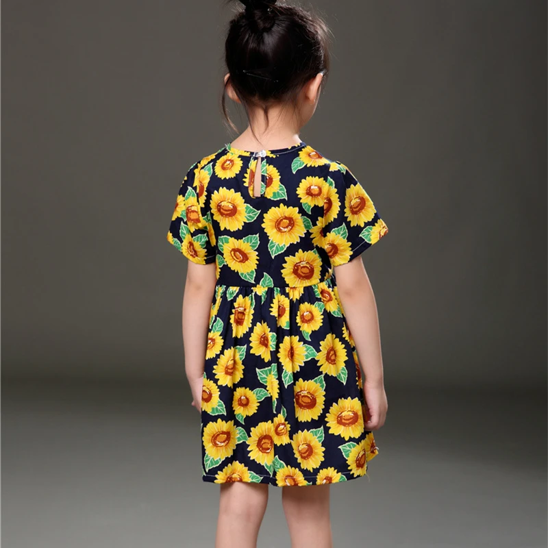 Детское платье для девочек летнее принцессы с цветочным принтом элегантная