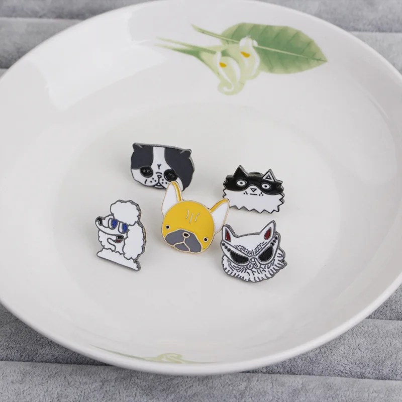 5 Pin мультфильм собака броши-кошки для женщин креативный смайлик пакет значки с