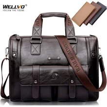 Men Leather Black Briefcase Business Handbag Messenger Bags Male Vintage Shoulder Bag Mens Large Laptop Travel Bags Hot XA177ZC