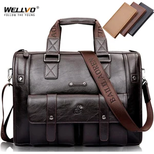 men leather black briefcase business handbag messenger bags male vintage shoulder bag mens large laptop travel bags hot xa177zc free global shipping