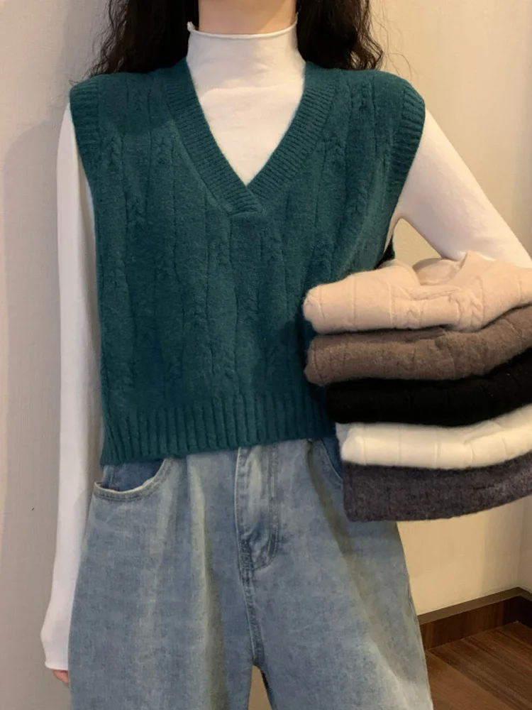 Женский короткий жилет с V-образным вырезом свободный Универсальный Тонкий Топ