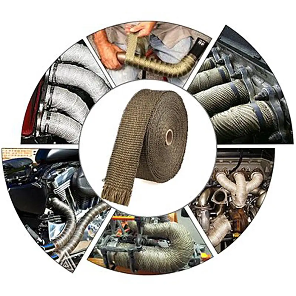 

10M Car Motorcycle Exhaust Heat Wrap Roll Header Heat Wrap Fiberglass Manifold Insulation Roll Resistant with Stainless Ties
