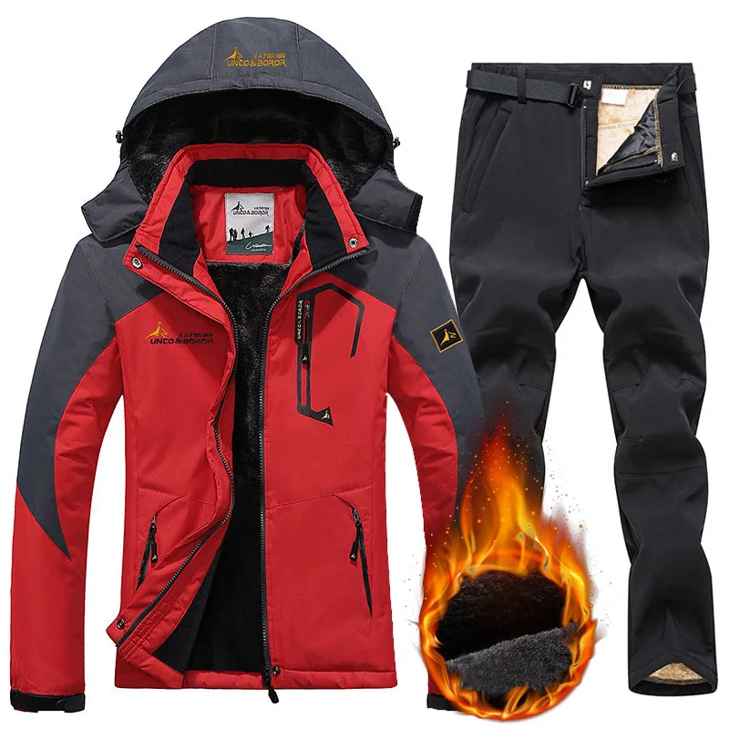 Лыжный костюм для женщин водонепроницаемая лыжная куртка штаны комплект катания