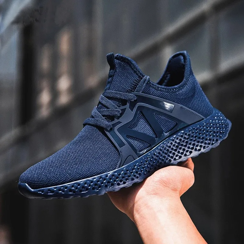 

Mens Shoes 2021 Fashion Lace-Up Mesh Men Casual Shoes Blue Red Black Comfortable Breathable Men Sneakers Summer Big Size 38-48