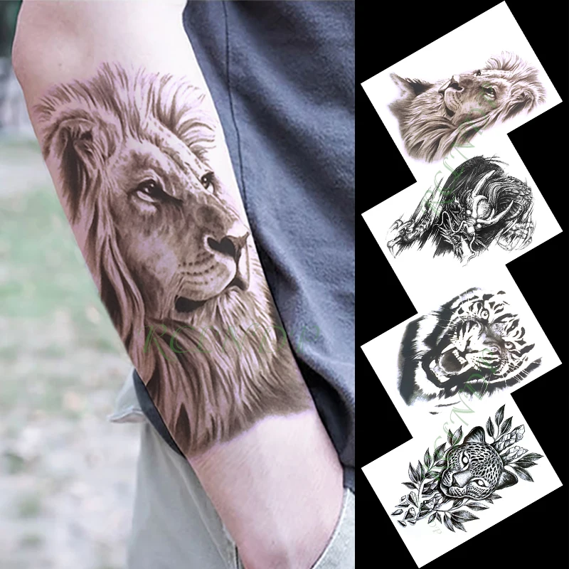 

Waterproof Temporary Tattoo Sticker lion tiger wolf dragon animals tatto flash tatoo fake tattoos for kids men women