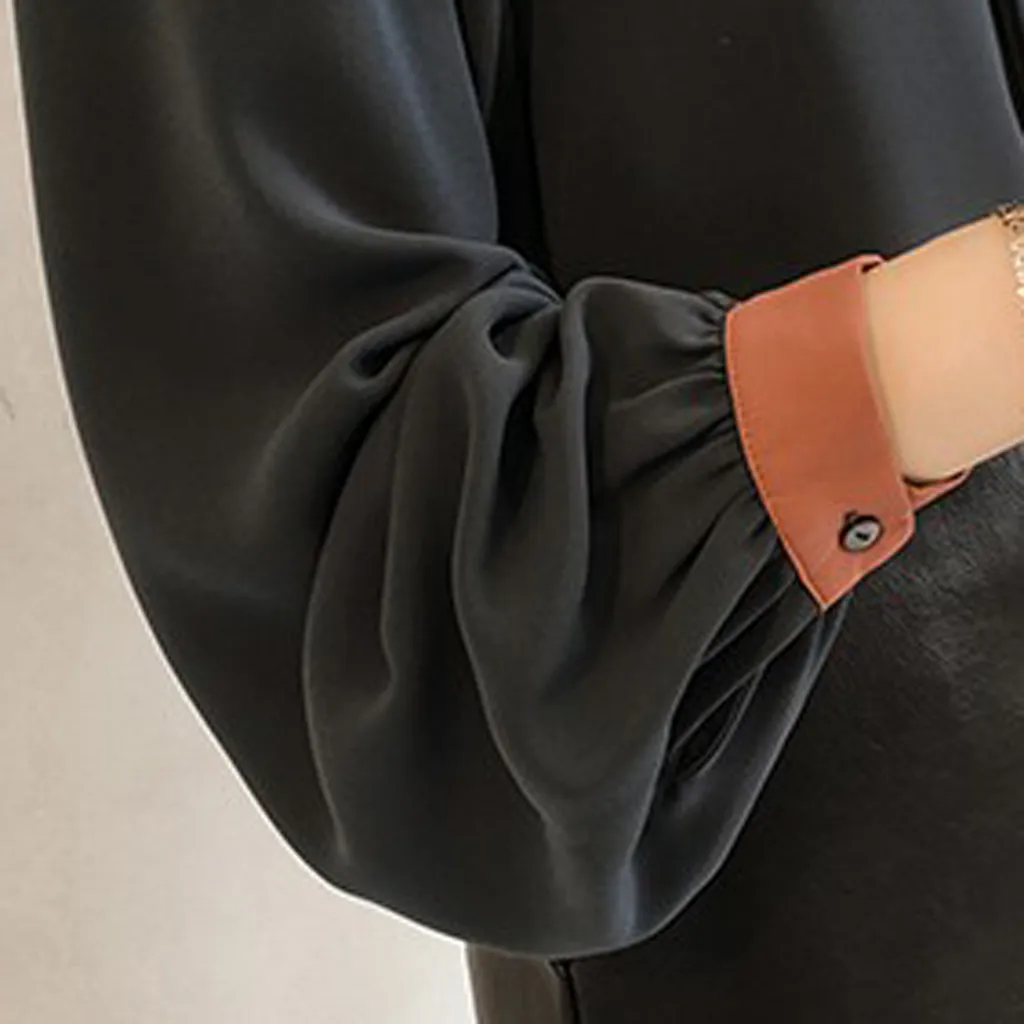 Женская рубашка с рукавами фонариками SAGACE Классическая шифоновая блузка