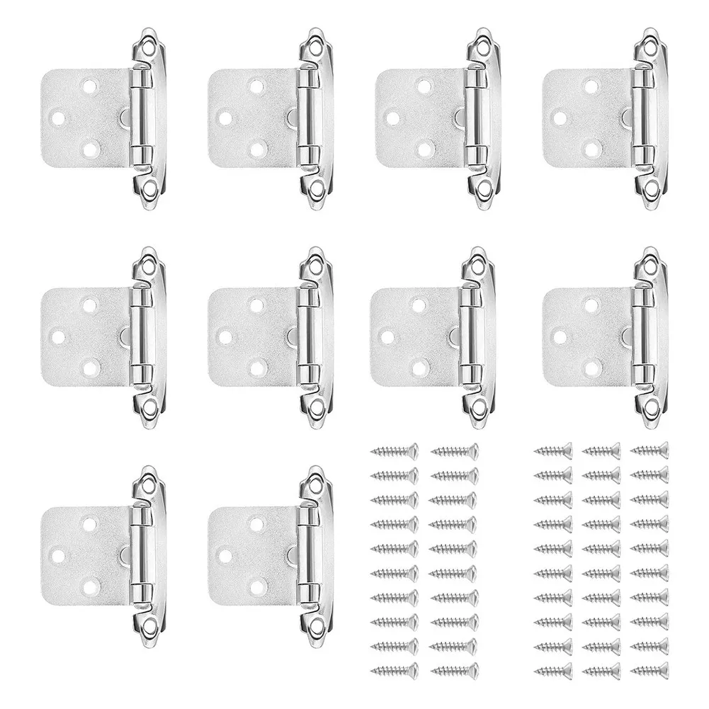 

10pcs Self Closing Overlay Flush Cabinet Hinge Heavy Duty Door Cupboard Hinges For Home Decoration Accessories