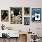 Металлическая черная кошка ваша стена, салфетки, холст, живопись, настенные картины, винтажные, голые, ретро, забавные, вывески для ванной, украшение для дома