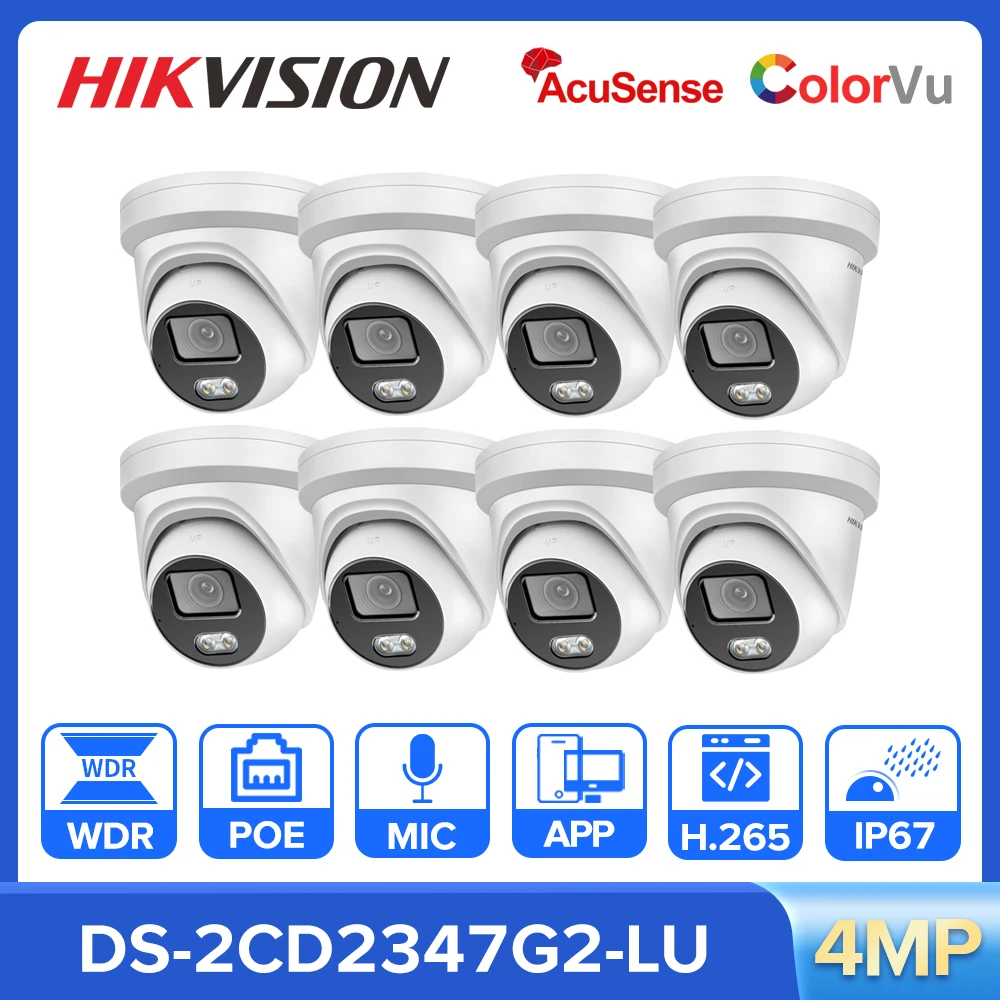 

Hikvision Original 4MP IP Camera DS-2CD2347G2-LU AcuSense ColorVu POE Network Camera Built in MIC Surveillance H.265 CCTV Camera
