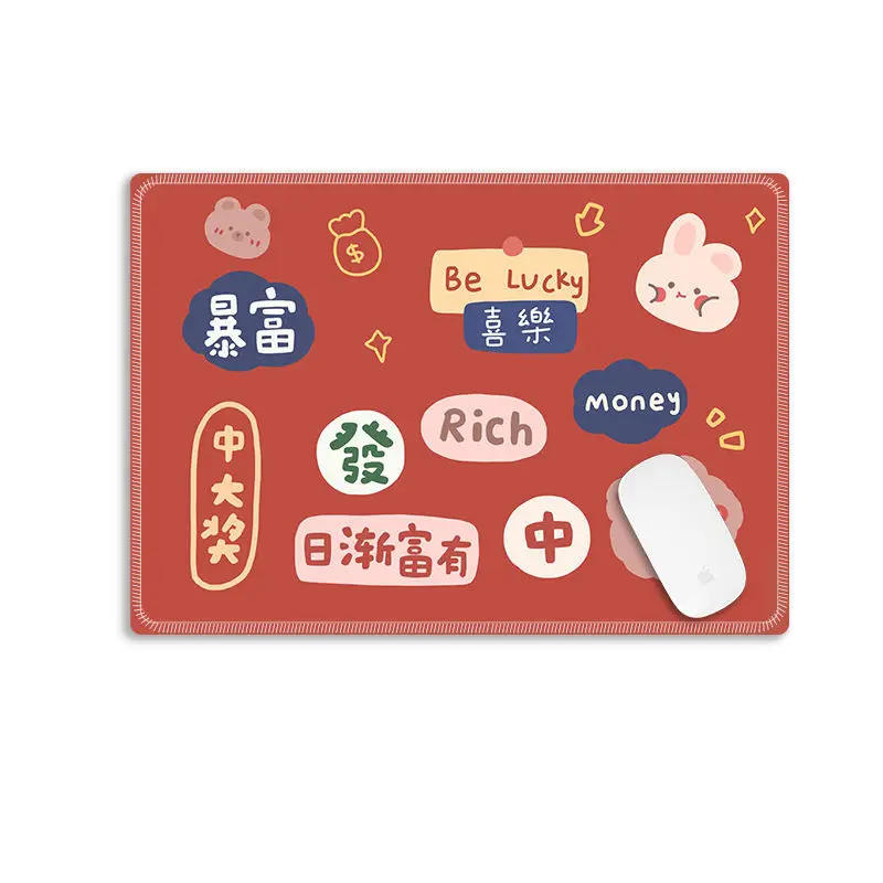 

Year of the Ox Small Mouse Pad Red Cute Girl Computer Wrist Pad Office Keyboard Pad Locking
