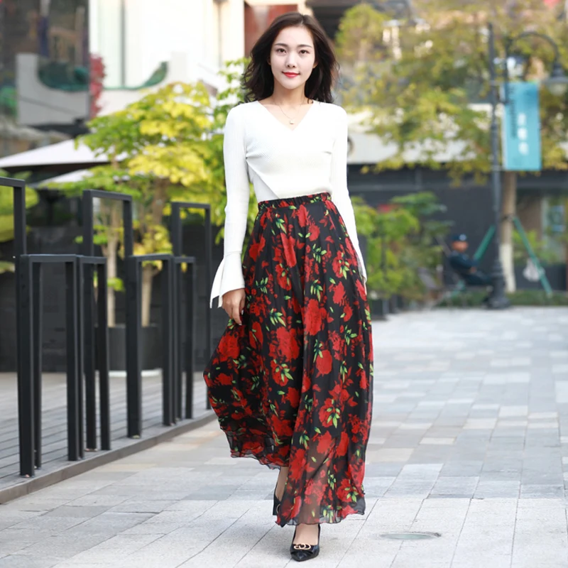 

Женская юбка макси в пол, трапециевидная повседневная юбка в Африканском традиционном этническом стиле с цветочным принтом