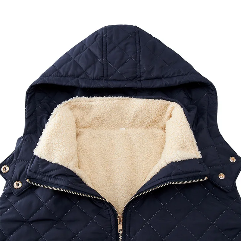 Женская зимняя тонкая Флисовая теплая парка жилет с капюшоном пальто куртка без