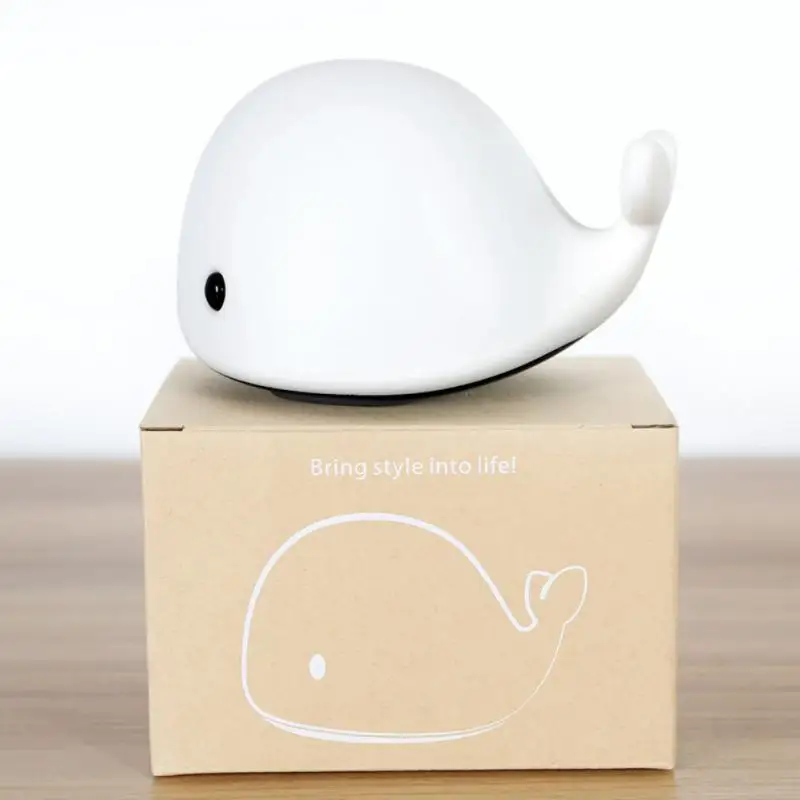 

Silicone Baby Night Light Cute Cartoon Colorful Little Whale Pat Light USB Rechargeable Led Dolphin Color Changing Night Lights