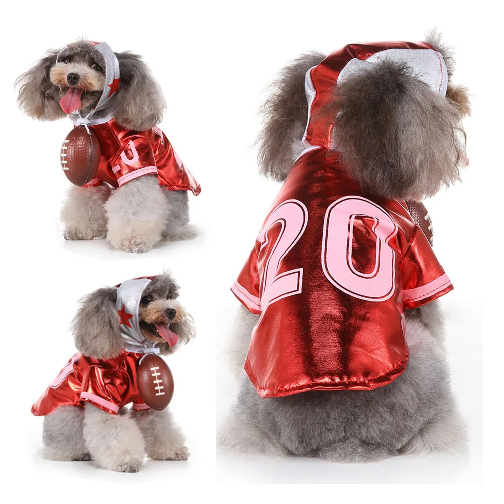 Смешная одежда для собак костюм регби кошки на Хэллоуин Рождество Новый Год