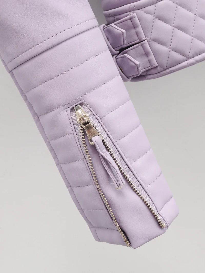 

"Jaquetas Moda Feminina Casaco De Couro Streetwear Elegante Bolso Feminino Casacos 2020 Inverno Roxo Casual Age Collar"