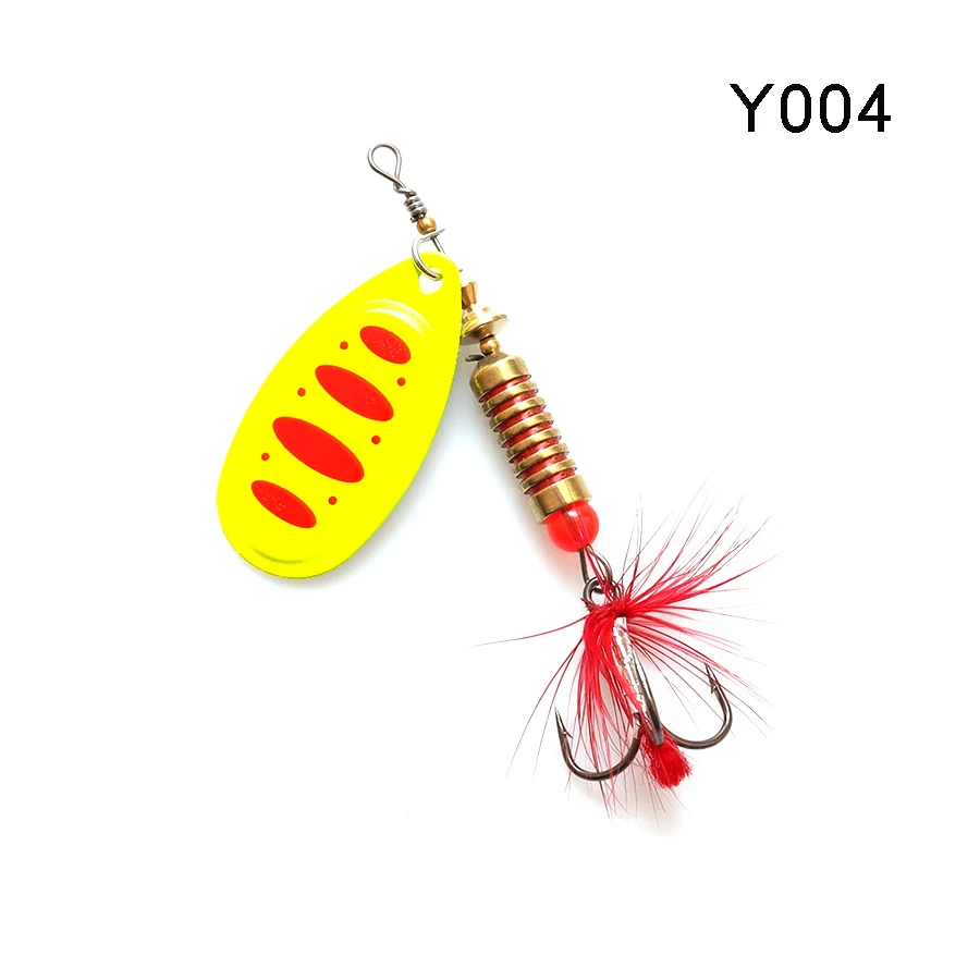 W.P.E New Spinner Lure Hard Bait 1pcs 6.5g/10g/13.5g Spoon Lure Metal Lure Feather Treble Hook Fishing Tackle Bass Fishing Pesca - Цвет: Y004