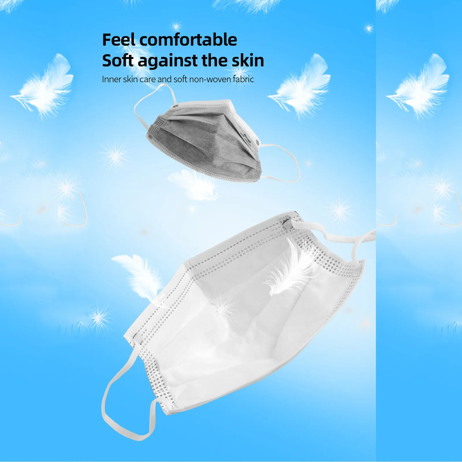 Маски одноразовые противопылевые для взрослых дышащие серые 5 слоев с фильтром 10
