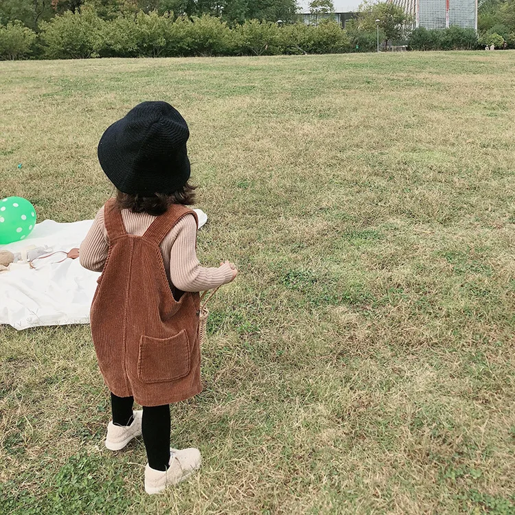 Girls' Corduroy Strap Dress Children's Autumn And Winter New Clothes Foreign Style Thickened Vest Dress Kids Dresses For Girls