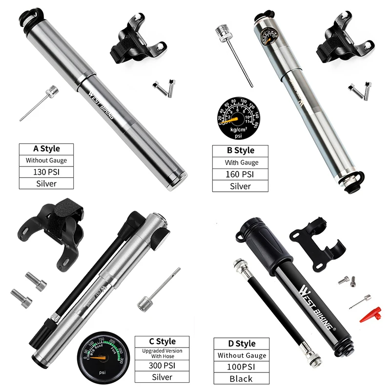 

Bike Accessories Portable Bike Pump Gauge High Pressure Hand Pump Bicycle Inflator Schrader & Presta Mini Bicycle Pump Alloy MTB