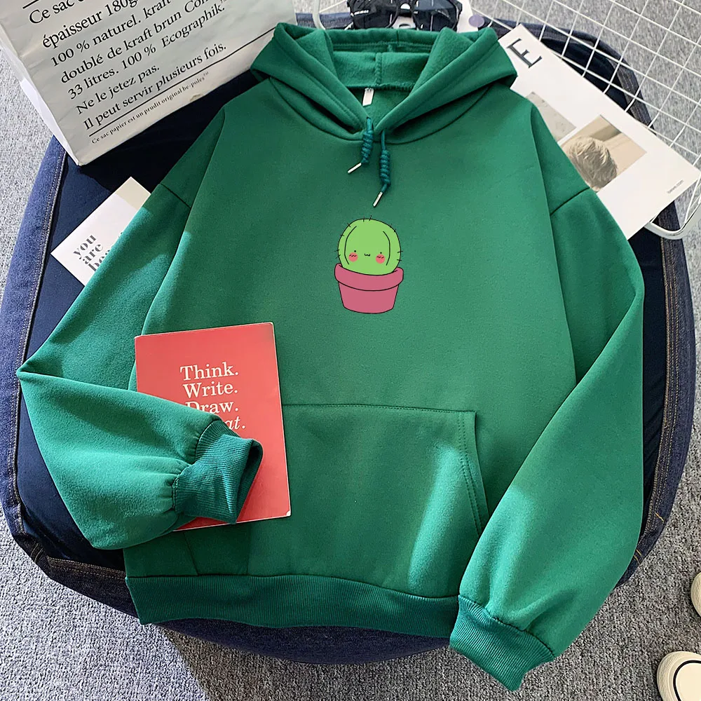 Harajuku Sweatshirt Korean Hoodie Oversize Women Kawaii Cactus Clothes Hoodies Women Aesthetic Pink Vintage Winter Sweetshirt