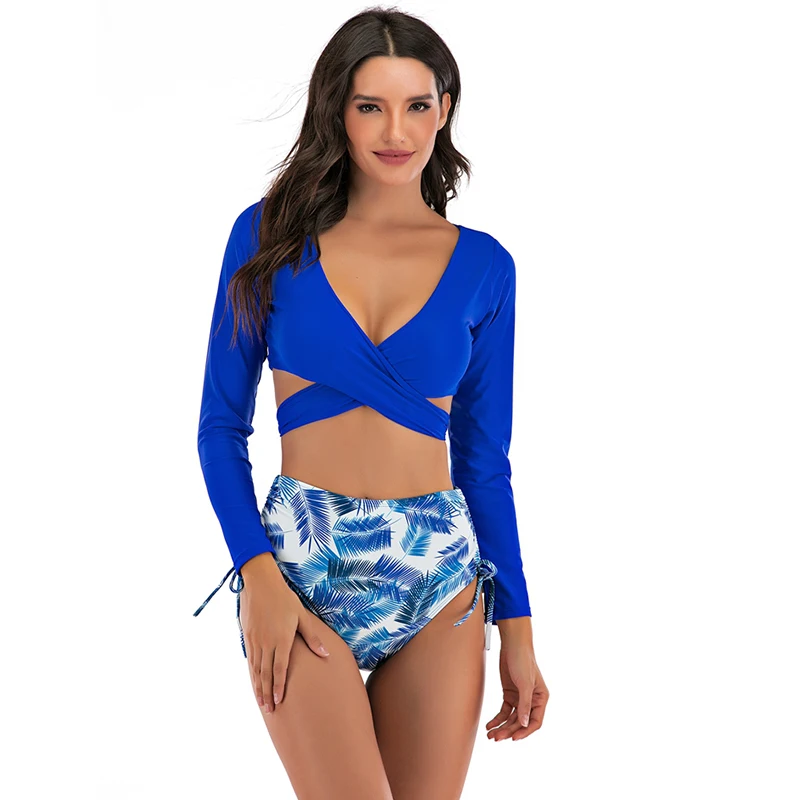 Женский купальник из двух предметов бикини с высокой талией 2020 пляжная одежда